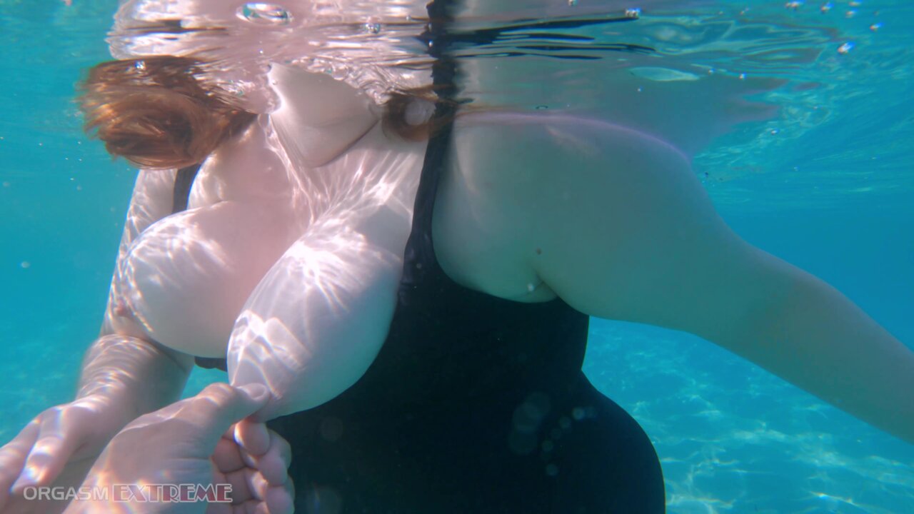 Underwater Footjob Sex and Nipple Squeezing POV at Public Beach - Big Natural Tits PAWG BBW Wife Being Kinky on Vacation picture